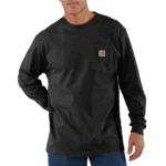 Carhartt Black Medium Men's Loose Fit Heavyweight Long-Sleeve Pocket T-Shirt REG-M