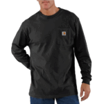 Carhartt Black Large Big Tall Men's Loose Fit Heavyweight Long-Sleeve Pocket T-Shirt REG-L