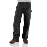 Carhartt Black 35W x 34L Men's Loose Straight Washed Duck Double-Front Dungaree W35 x L34