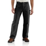 Carhartt Black 38W x 30L Men's Loose Straight Washed Duck Lined Dungaree W38 x L30