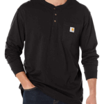 Carhartt Black X-Large Tall Mens Loose Fit Heavyweight Long-Sleeve Pocket T-Shirt (Big and Tall) Henley Shirts US