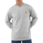 Carhartt Heather Grey XX-Large Tall Men's Loose Fit Heavyweight Long-Sleeve Pocket T-Shirt TLL-2XL