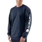 Carhartt Navy XX-Large Tall Signature Sleeve Logo Long Sleeve T Shirt