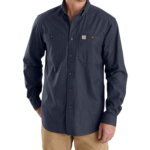 Carhartt Navy 3X-Large Big Tall mens Rugged Flex Rigby Long Sleeve (Big & Tall) Work Utility Button Down Shirt 3X US