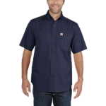 Carhartt Navy Small Men's Rugged Flex Rigby Short Sleeve Work Shirt