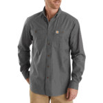 Carhartt Gravel XX-Large Tall mens Rugged Flex Rigby Long Sleeve (Big & Tall) Work Utility Button Down Shirt US