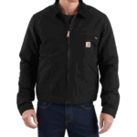 Carhartt Black Large mens Duck Detroit Jacket (Regular and Big & Tall Sizes) Work Utility Outerwear US