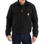 Carhartt Black Medium Men's Relaxed Fit Duck Blanket-Lined Detroit Jacket--