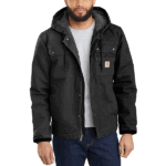 Carhartt Black Small Men's Relaxed Fit Washed Duck Sherpa-Lined Utility Jacket--