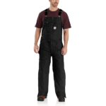 Carhartt Black 4X-Large Tall Mens Loose Fit Washed Duck Insulated Bib Overall (Big & Tall) Work Utility Outerwear 4X-Large Big Tall US