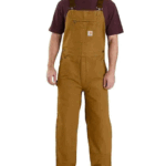 Carhartt Carhartt Brown Large Tall Mens Loose Fit Washed Duck Insulated Bib Overall (Big & Tall) Work Utility Outerwear Brown Large Big Tall US