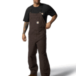 Carhartt Dark Brown Medium Mens Loose Fit Washed Duck Insulated Bib Overall Work Utility Outerwear US