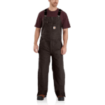 Carhartt Dark Brown X-Large Mens Loose Fit Washed Duck Insulated Bib Overall Work Utility Outerwear US