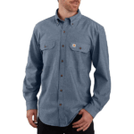 Carhartt Chambray Denim Blue Small Men's Loose Fit Midweight Chambray Long-Sleeve Shirt Denim Blue Chambray