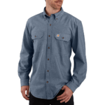 Carhartt Chambray Denim Blue XX-Large Tall Men's Loose Fit Midweight Chambray Long-Sleeve Shirt (Big & Tall) Denim Blue Chambray