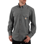 Carhartt Black,Chambray Small Men's Loose Fit Midweight Chambray Long-Sleeve Shirt Black Chambray
