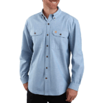 Carhartt Chambray Blue 3X-Large Tall Men's Loose Fit Midweight Chambray Long-Sleeve Shirt (Big & Tall) Blue Chambray
