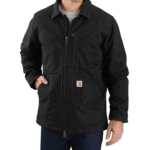 Carhartt Black Large Loose Fit Washed Duck Sherpa-Lined Coat