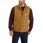 Carhartt Carhartt Brown Medium Men's Sherpa Lined Mock-Neck Vest- Brown-