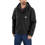Carhartt Black X-Large Tall Mens Relaxed Fit Washed Duck Sherpa-Lined Jacket (Big & Tall) Work Utility Outerwear US