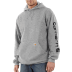 Carhartt BlackHeather Gray Large Tall Mens Loose Fit Midweight Logo Sleeve Graphic Hooded Sweatshirt Heather Gray/Black US