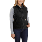 Carhartt Black 2X Women's Relaxed Fit Washed Duck Sherpa-Lined Mock-Neck Vest XX-Large
