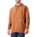 Carhartt Carhartt Brown Medium Mens Loose Fit Midweight Logo Sleeve Graphic Athletic-sweatshirts Brown US