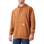 Carhartt Carhartt Brown Large Tall Mens Loose Fit Midweight Logo Sleeve Graphic Hooded Sweatshirt Brown US