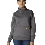 Carhartt Carbon Heather Large Relaxed Fit Midweight Quarter-Zip Mock-Neck Sweatshirt