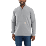 Carhartt Heather Grey Large Loose Fit Midweight Quarter-Zip Mock-Neck Sweatshirt
