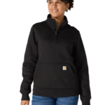 Carhartt Black Large Relaxed Fit Midweight Quarter-Zip Mock-Neck Sweatshirt
