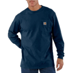 Carhartt Navy X-Small Mens Loose Fit Heavyweight Long-Sleeve Pocket Work Utility T-Shirt US