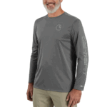Carhartt Steel Large Tall Men's Force Sun Defender??? Lightweight Long-Sleeve Logo Graphic T-Shirt Large/Tall