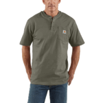 Carhartt Dusty Olive Large Men's Loose Fit Heavyweight Short-Sleeve Pocket Henley T-Shirt