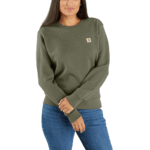 Carhartt Dusty Olive Large Women's Relaxed Fit Midweight French Terry Crewneck Sweatshirt