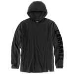 Carhartt Black Large Men's Force Relaxed Fit Midweight Long-Sleeve Logo Graphic Hooded T-Shirt