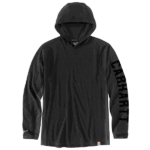 Carhartt Black Small Men's Force Relaxed Fit Midweight Long-Sleeve Logo Graphic Hooded T-Shirt