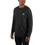 Carhartt Black Large Men's Force Relaxed Fit Midweight Long-Sleeve Pocket T-Shirt