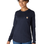 Carhartt Navy X-Large Women's Force Relaxed Fit Midweight Long-Sleeve Pocket T-Shirt