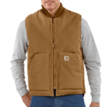 Carhartt Carhartt Brown XX-Large Men's V01 Relaxed Fit Firm Duck Insulated Rib Collar Vest Brown