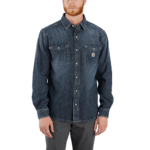 Carhartt Wyatt Medium Men's Montana Relaxed Fit Midweight Denim Long-Sleeve Snap Front Shirt