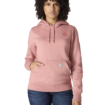 Carhartt Rose Tint Heather Medium Women's Relaxed Fit Midweight Logo Sleeve Graphic Sweatshirt