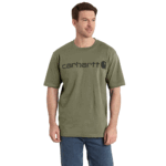 Carhartt Dusty Olive Large Tall Men's Loose Fit Heavyweight Short-Sleeve Logo Graphic T-Shirt Large/Tall