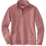 Carhartt Rose Tint Heather 2X Women's Relaxed Fit Midweight Quarter-Zip Mock-Neck Sweatshirt
