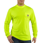 Carhartt Brite Lime Medium Men's High-Visibility Color Enhanced Long Sleeve Tee /Regular