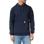 Carhartt Navy X-Small Mens Loose Fit Midweight Logo Sleeve Graphic Athletic Sweatshirts New US