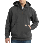 Carhartt Carbon Heather Small Men's Rain Defender Paxton Heavy Weight Hooded Zip Mock Sweatshirt