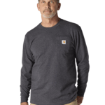 Carhartt Carbon Heather Large Tall Men's Loose Fit Heavyweight Long-Sleeve Pocket T-Shirt TLL-L
