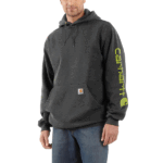 Carhartt Carbon Heather Large mens Loose Fit Midweight Logo Sleeve Graphic fashion sweatshirts US
