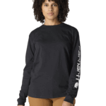 Carhartt Black Medium Women's WK231 Workwear Sleeve Logo Long Sleeve T Shirt Shirt -black